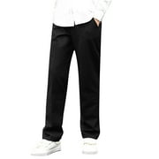 Boys Dress Pants Adjustable Waist Straight Leg Trousers Slim Fit Flat Front School Uniform Pants 3Y-16Y